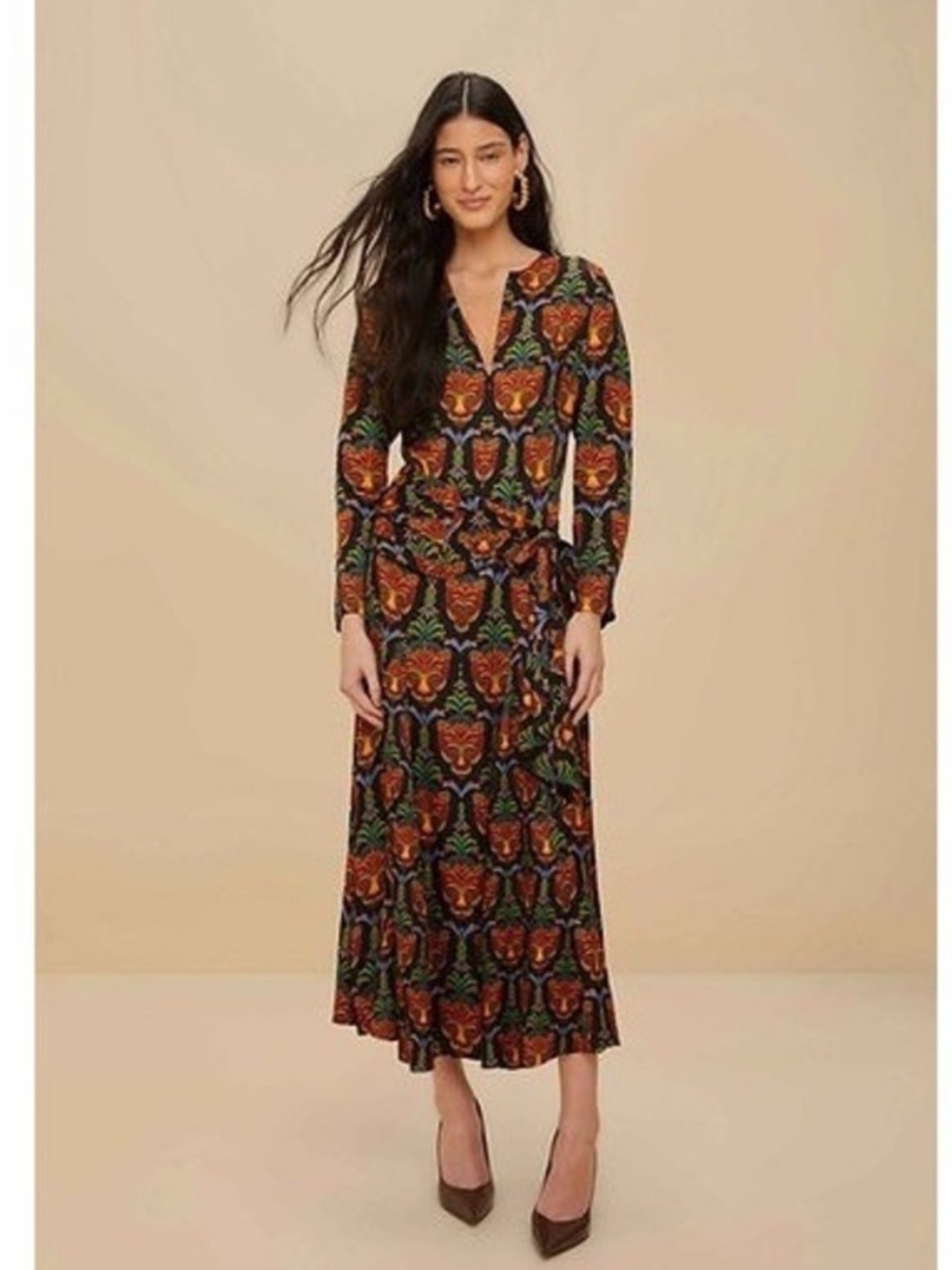 BRAND NEW Farm Rio Black Boho Panther Midi Dress